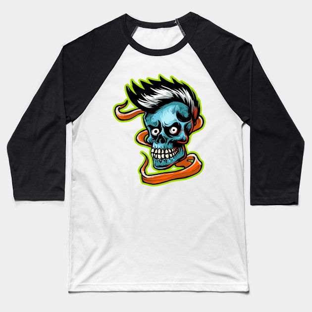 Spiky skull punk Baseball T-Shirt by khamidfarhan182